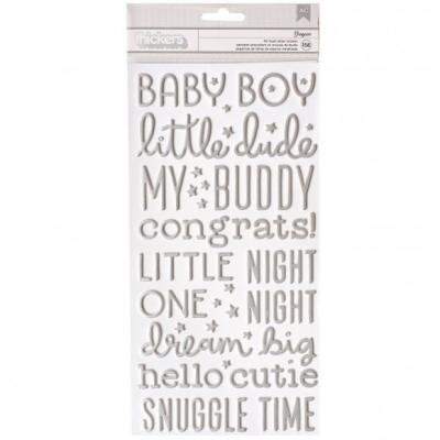Pebbles Night Night Stickers - Thickers Boy Silver Foil